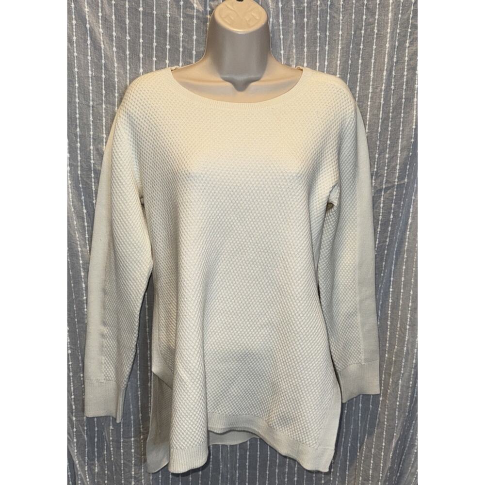 Athleta Off White Long Sleeve Crew Neck Lightweight Knit Top Women’s S